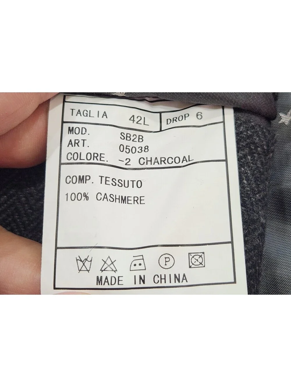 Studio Milano Italy 100% Cashmere 42L Charcoal herringbone blazer Sports coat